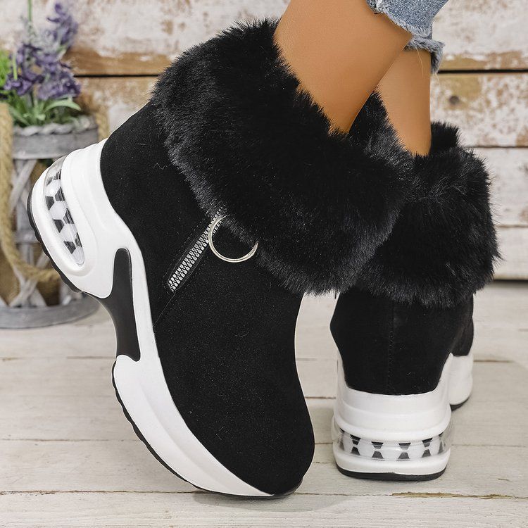 Women Ankle Boots Autumn Winter Short Boots Snow Winter New Comfortable Sports Casual Cotton Platform Wedge Thick Sole Fleece Lined Short Boots For W_voghion.com