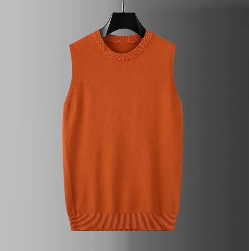 Meeste rõivad Sügis Meeste varrukateta kampsun Vest Õhukese põhjaga särk Ümara kaelusega kootud kampsun Kerge küpse stiiliga vest Kampsun Trend_voghion.com
