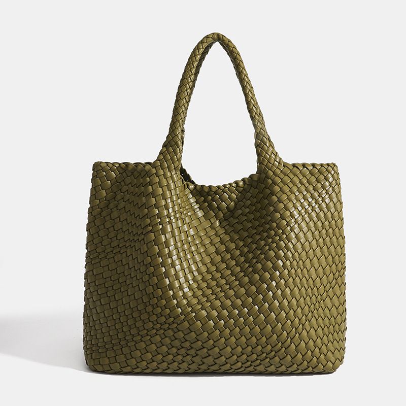 Borsa a tracolla sottobraccio di grande capacità, in vera pelle intrecciata a mano, di alta qualità, coreana_voghion.com