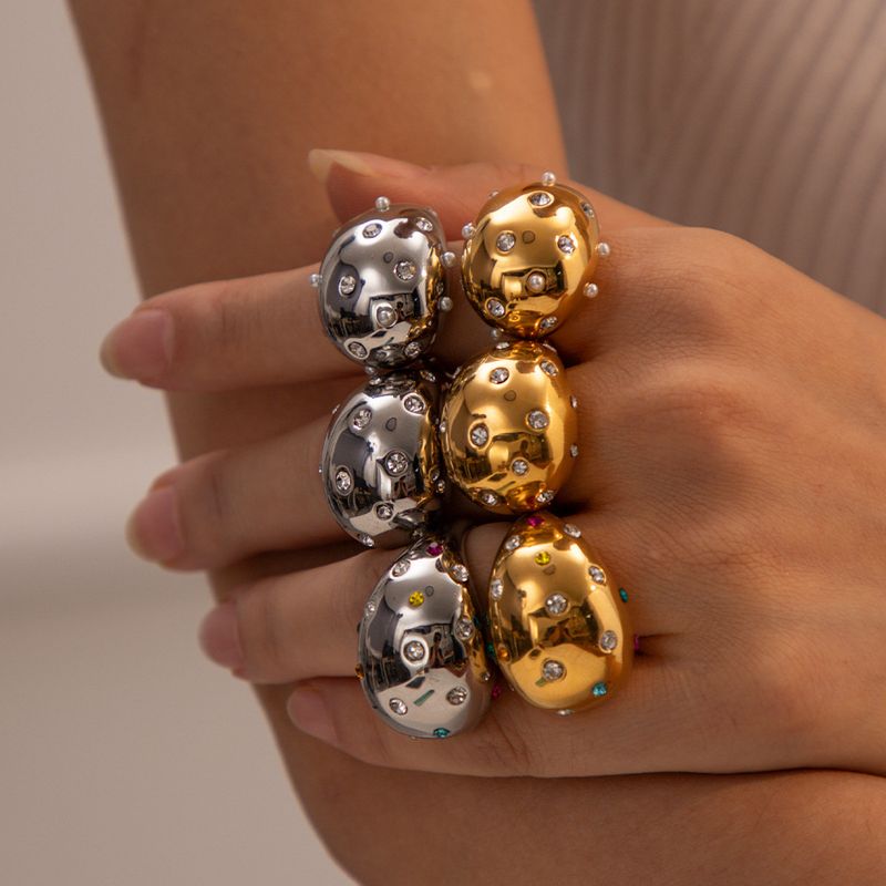 INS Network's Red Tide Flowing Gold Exaggerated Edition Edelstahl Offener Ring Leichter Luxus High-End-Schmuck_voghion.com