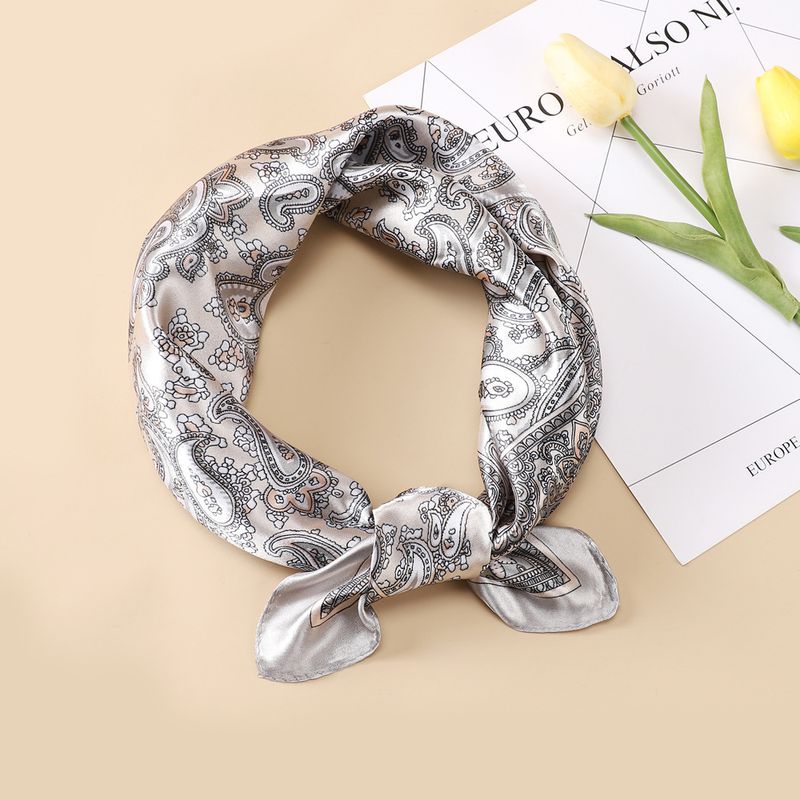 60cm Silk-Like Square Scarf Flight Attendant Style Neck Scarf Elegant Uniform Accessory Handbag Tie_voghion.com