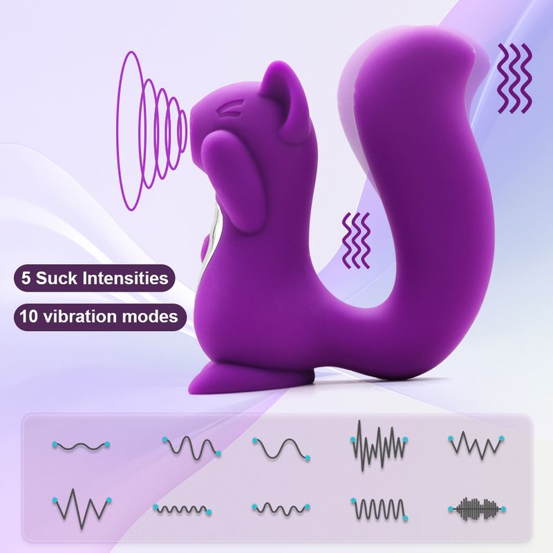 Eichhörnchenförmiger realistischer Vibrator, wasserdicht, Klitoris-Sauger, stimuliert die Brustwarze, Vibrator, Spielzeug für Erwachsene für Frauen_voghion.com