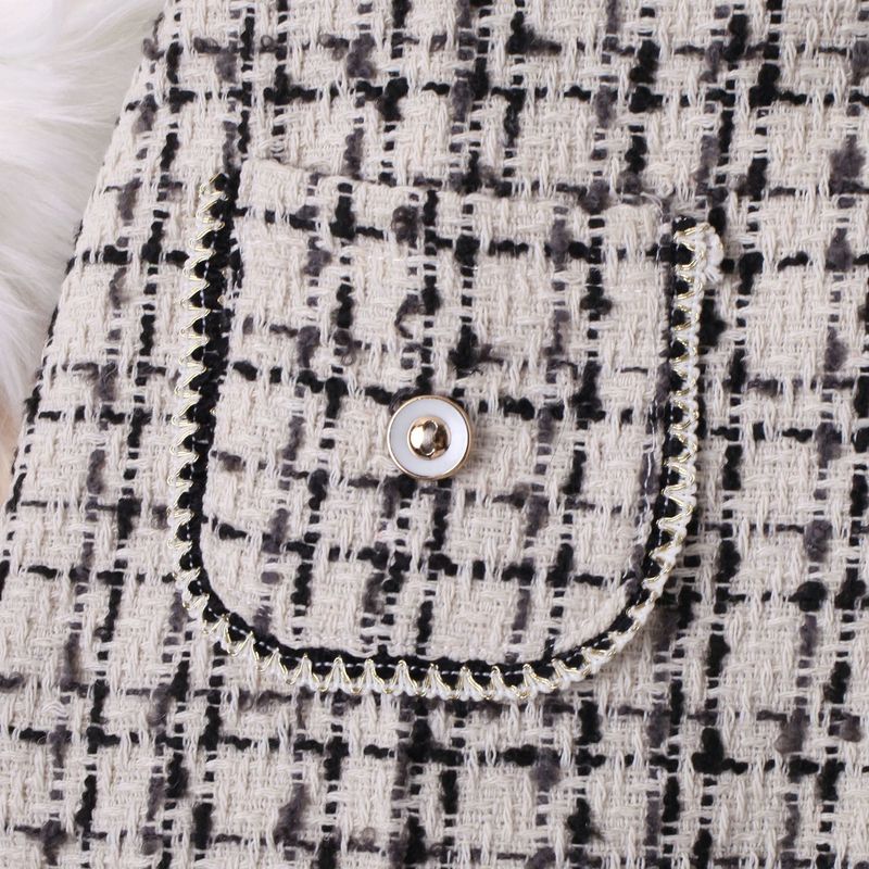 Mother & Kids Girls Knitted Patchwork Polka Dot Long Sleeve Girls Autumn Knitted Dot Long Sleeve Top + Chanel-Style Skirt Pants & Beret 3-Piece Set_voghion.com