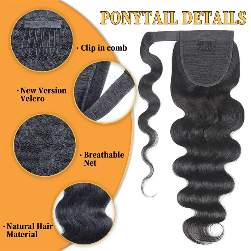 Kinky Curly Pferdeschwanz Echthaar Extensions Remy Haar_voghion.com