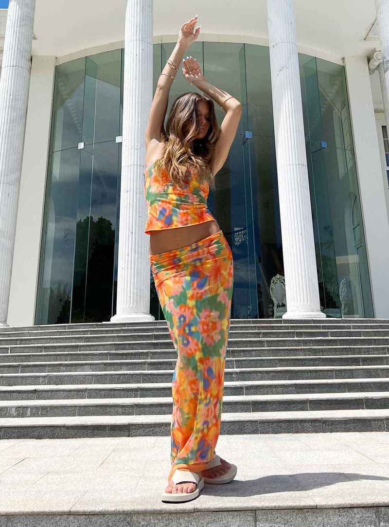 Completo da 2 pezzi con gonna lunga avvolgente con stampa floreale da donna, 7 colori_voghion.com