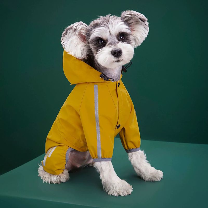 Regenmantel Volle Abdeckung Vierbeiniger wasserdichter Regenponcho Teddy Pomeranian Regentag Haustierkleidung für kleine und mittlere_voghion.com