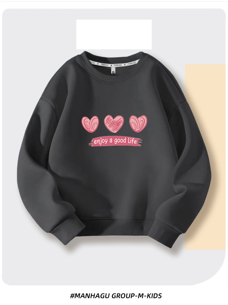 Felpa con cappuccio per ragazza primavera e autunno Love Girl Top Abbigliamento autunnale a maniche lunghe_voghion.com