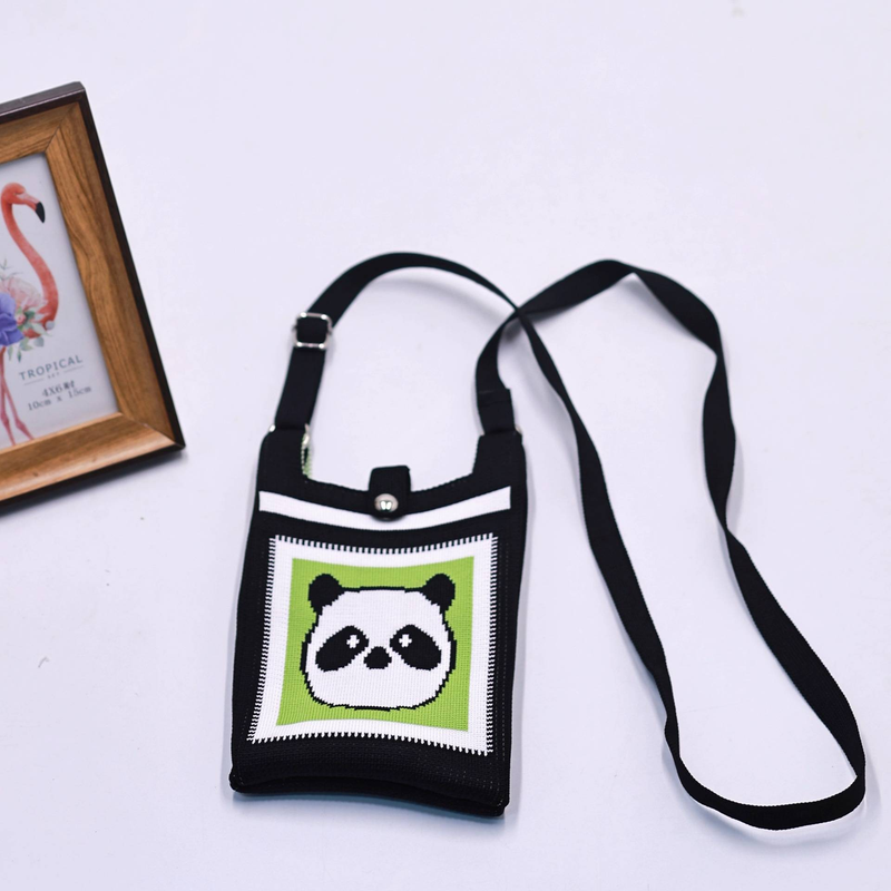 Nuova borsa per cellulare lavorata a maglia mini panda Premium sense carina borsa a tracolla borsa a tracolla con fibbia magnetica borsa da donna Borsa rossetto_voghion.com