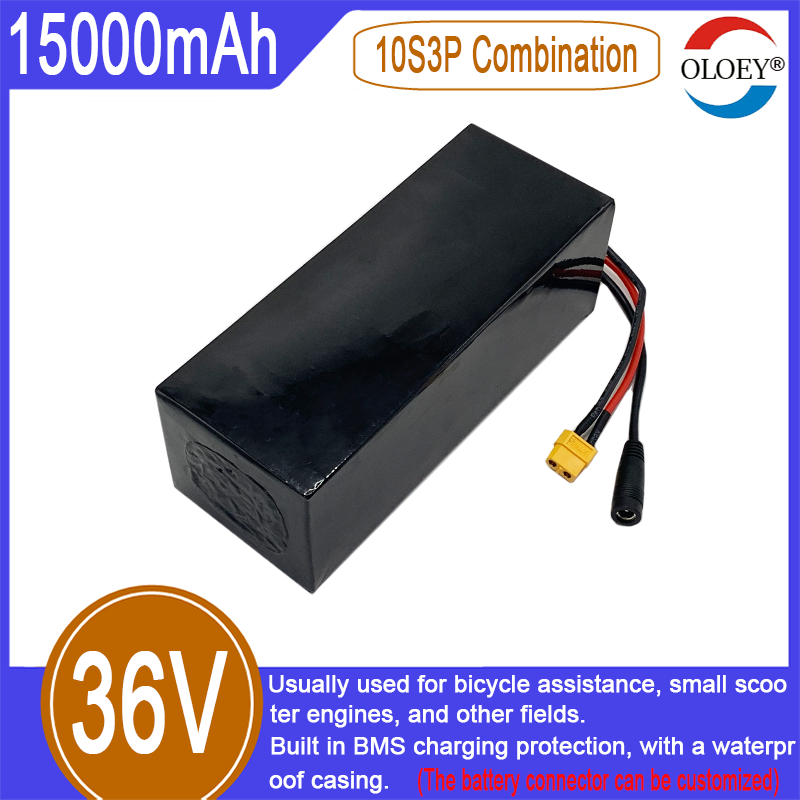 36V lityum iyon pil takımı, 10S3P kombinasyonu, 15000mAh, dahili BMS şarj koruması, patlamaya dayanıklı, su geçirmez_voghion.com