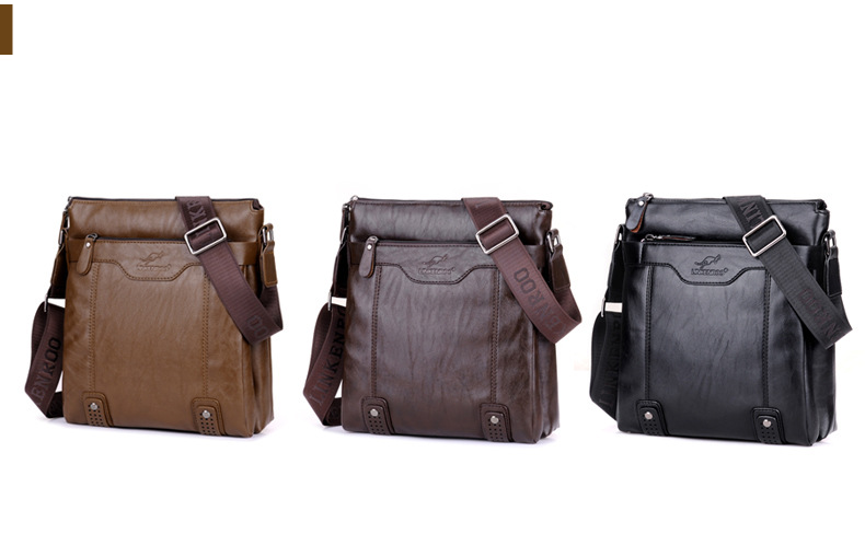 Taschenset für Herren: Einschultrige Herren-Ledertasche, umgehängte Business-Aktentasche, lässiger vertikaler Gezeitenrucksack._voghion.com