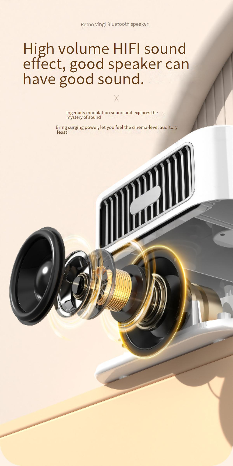 Portable Speakers Retro Vinyl Bluetooth Audio Subwoofer Mini Portable Card USB Wireless Dopamine Small Speaker_voghion.com