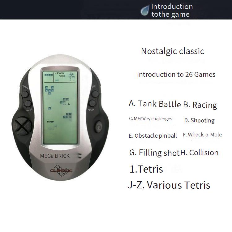 Rechargeable Classic Tetris Game Console With Backlit Screen, Handheld Retro Gaming Device For Kids & Adults, Portable LED Light Game Player_voghion.com
