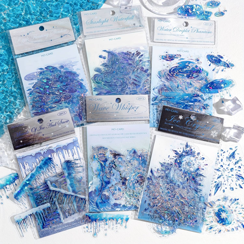 120pcs/6pack Elegant Watercolor Droplet And Vortex Sticker Set - PET Material, Perfect For Notebooks, Journals, And Crafts_voghion.com