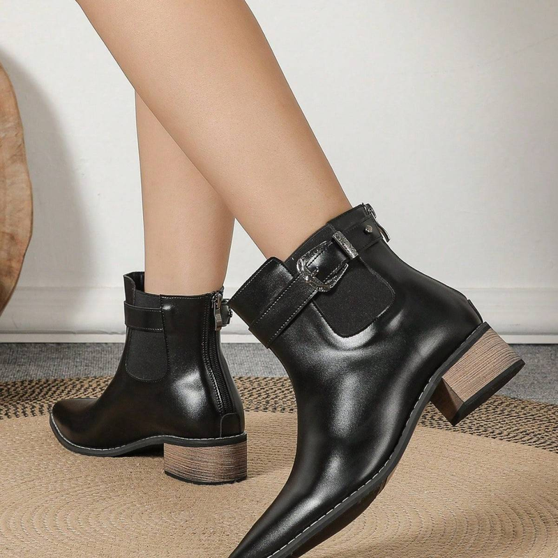 Stivali da donna autunnali e invernali di grandi dimensioni, con punta a punta, tacco spesso, cerniera posteriore_voghion.com