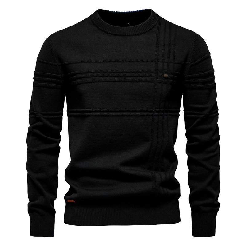 Herren Rundhalspullover Pullover Gestrickte Baumwolle Stripped Qualität Herbst Winter Warme Pullover Für Männer_voghion.com