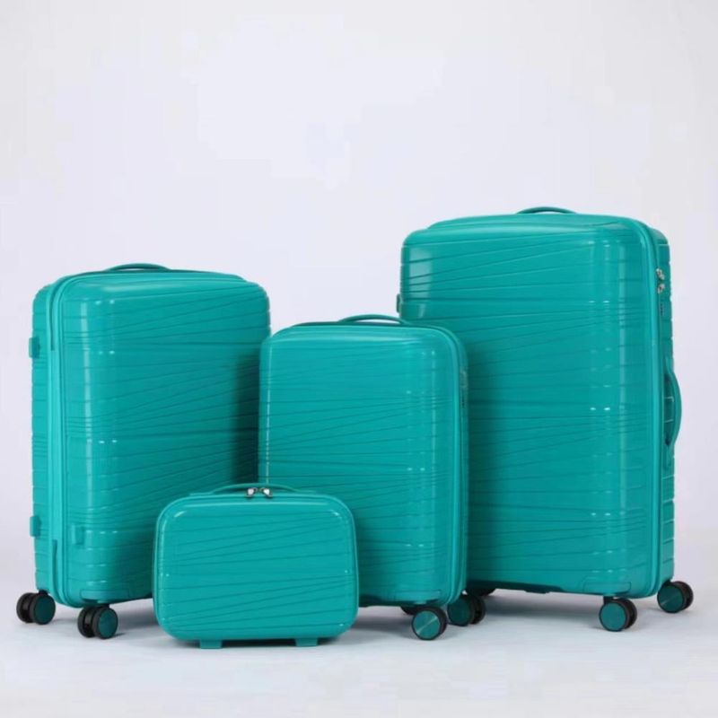 Juego de 4 maletas de polipropileno con cierre de cremallera y ruedas giratorias (13" + 20" + 24" + 28") – Maletas de viaje ligeras y resistentes a los arañazos_voghion.com