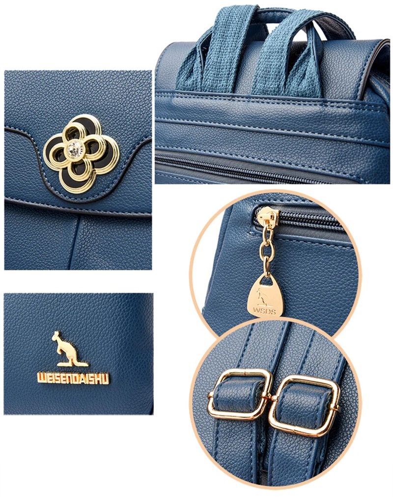 Zaino in vera pelle da donna Borsa a tracolla femminile di moda Sac a Dos Zaino da donna Mochilas Borse da scuola per adolescenti_voghion.com