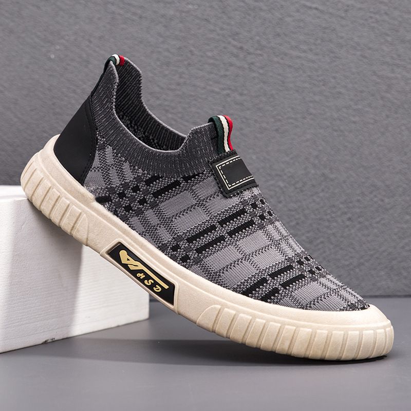 One step socks shoes 2024 summer new mesh breathable shoes lazy shoes mesh sports casual men's shoes cloth shoes_voghion.com