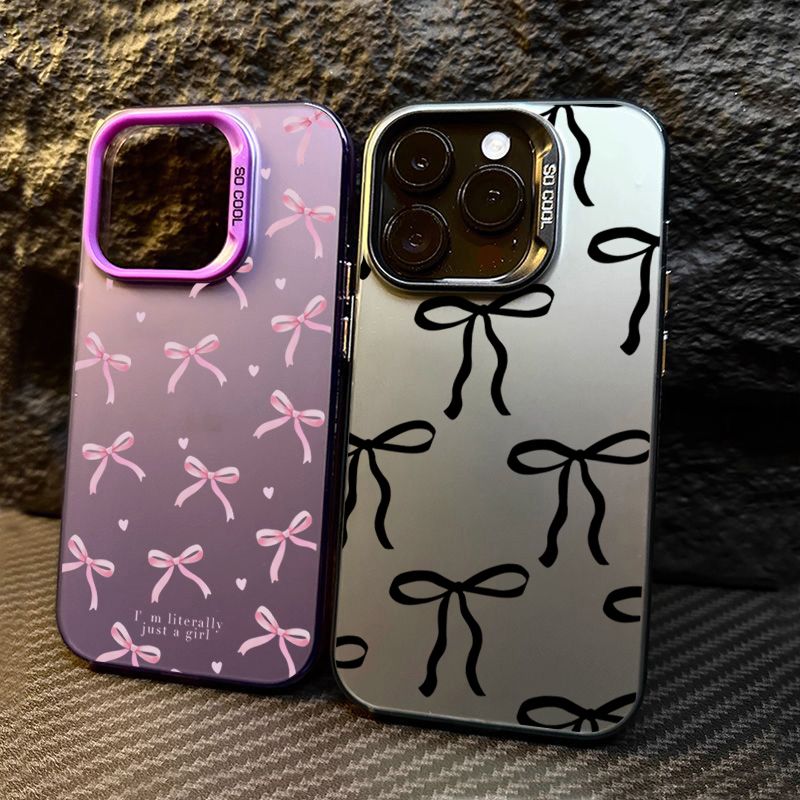 Coque de téléphone à motif cœur et nœud pour iPhone 16 Pro Max, 15, 14, 13, 12, 11, XS, X, XR, 7, 8 Plus, SE 2022, résistante aux chocs, rigide et mate_voghion.com