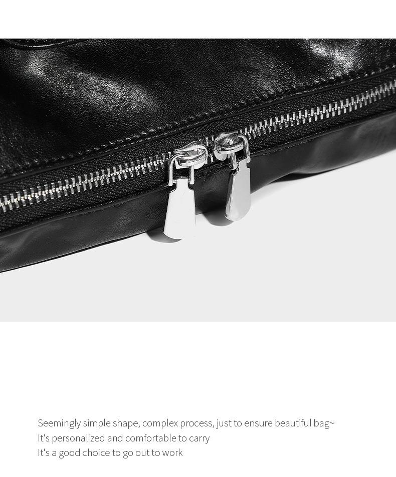 Borsa tote, design di nicchia, grande capacità, elegante borsa a forma di gnocco, stile motociclista scuro, borsa a tracolla con rivetti neutri. Mostra la tua personalità._voghion.com