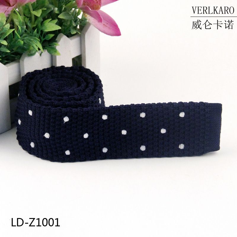 New Solid Color Polyester Silk Knitted Flat Head Type Narrow Version Woolen Embroidered Necktie Long Term Fashion_voghion.com