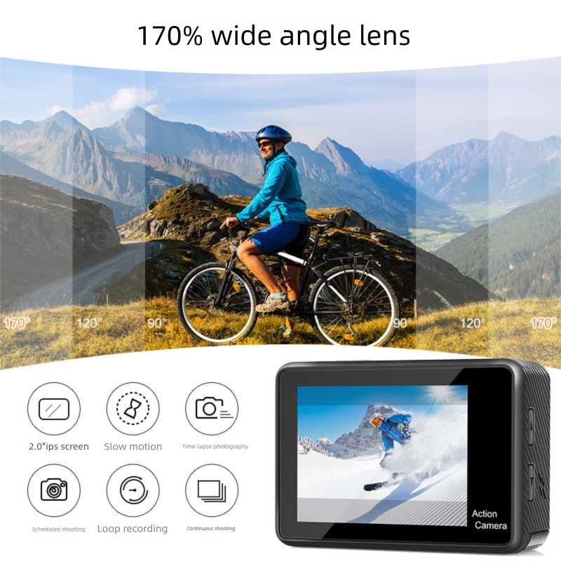4K Action Waterproof HD Dual Screen Wifi Remote Control Outdoor Shooting Cycling Skiing Underwater Camera_voghion.com