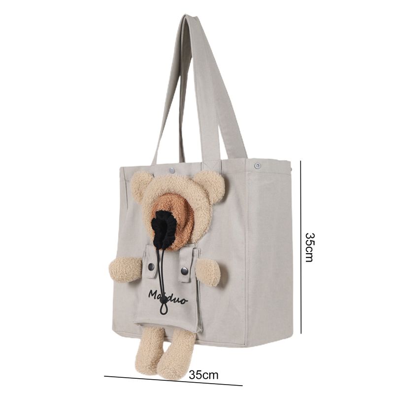 Guangying Cat Carrying Bag Breathable Large Capacity Portable Cartoon Bear Decor Pet Cat Dog Travel Carrier Outdoor Supply_voghion.com