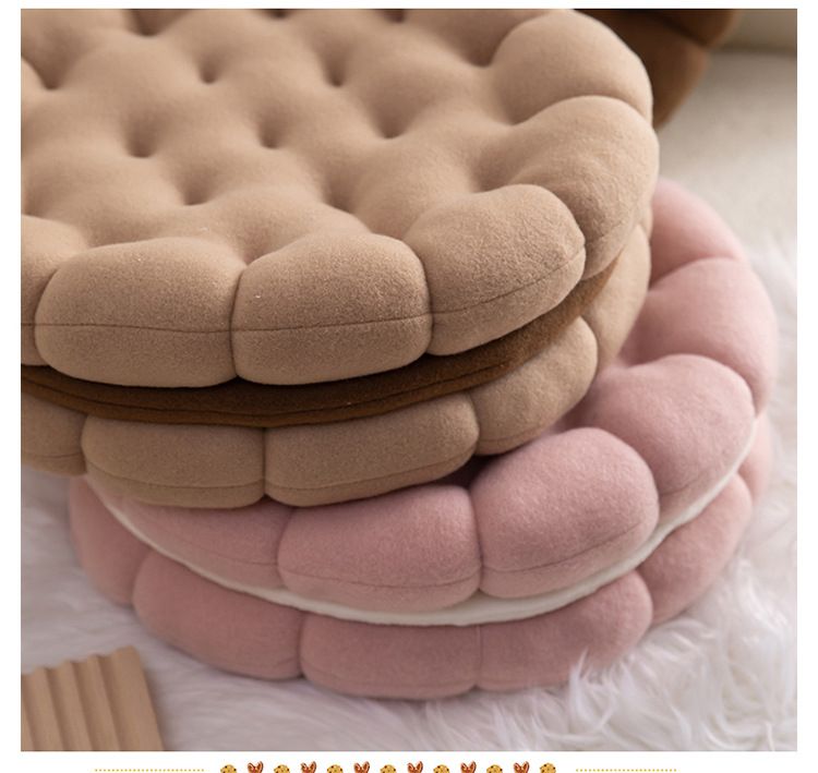 Irregular Plush Cartoon Cushion Lumbar Support Bed Headrest Fun Sandwich Biscuit Sofa Throw Round Pillow_voghion.com