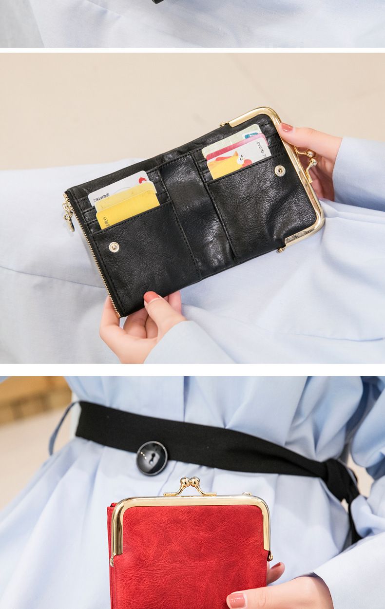 Portafoglio sottile da donna in pelle PU con scomparti per carte di credito – Elegante portafoglio bifold con fermasoldi per l'uso quotidiano – Design compatto e leggero in diversi colori_voghion.com