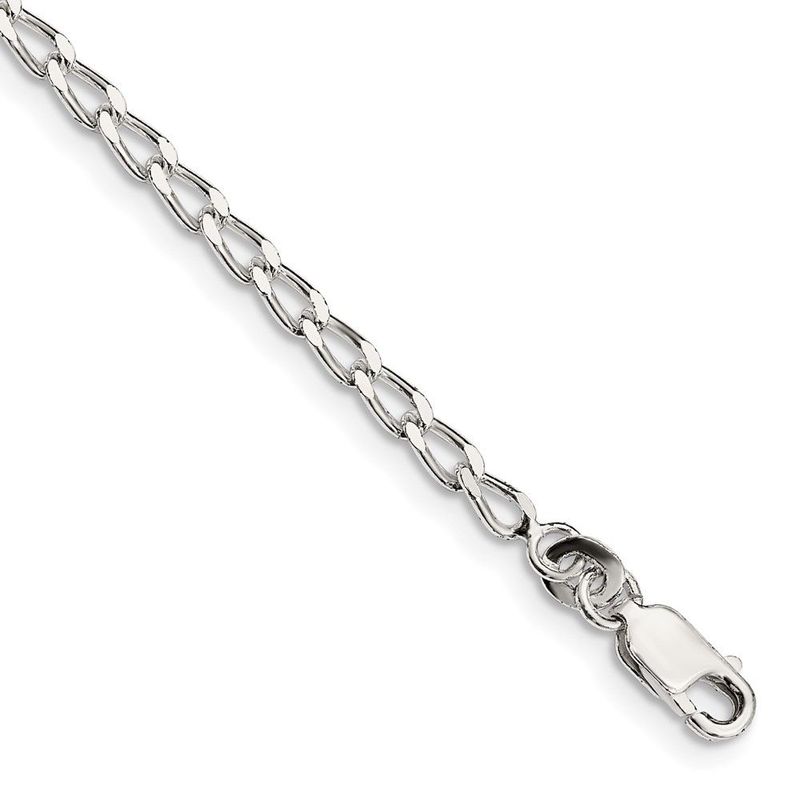 Sterling Silver 2.8mm Open Elongated Link Chain Anklet_voghion.com