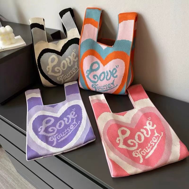 Knitted Handbag For Women New Tote Cute Korean And Japanese Style Versatile Office Lunch Ladies Handheld Shoulder Bag_voghion.com