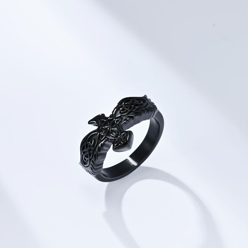Retro Nordic Celtic Eternal Knot Eagle Titanium Steel Ring Niche Personality Cultural Symbol Hand Jewelry_voghion.com