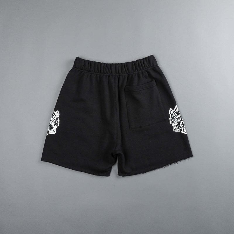 Men's Clothing New Pure Cotton Terry Casual Shorts Personality Wolf Head Print Pants Sweat Absorbent Breathable Men's Casual Pants_voghion.com