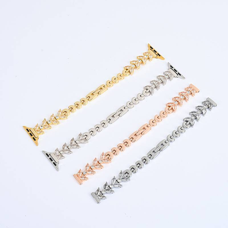Suitable for Apple Applewatch 78 generation SE metal chain iwatch butterfly full diamond women's single row watch_voghion.com