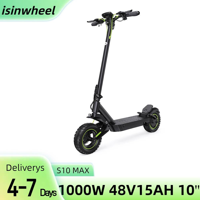 isinwheel S10MAX Elektroroller 1000W 48V 15Ah Batterie, 10-Zoll-Offroad-Scooter für Erwachsene_voghion.com