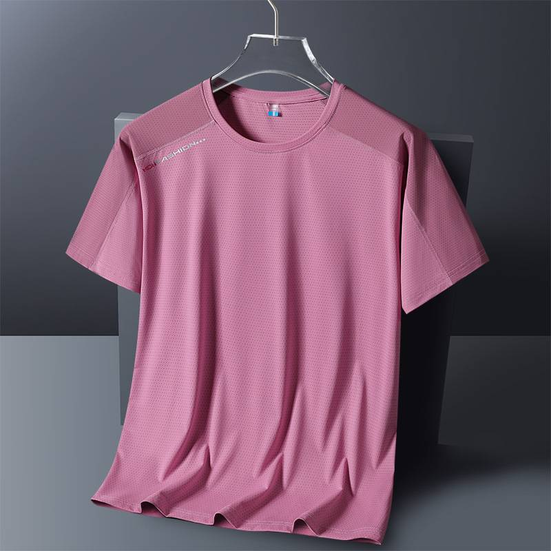 Men's Clothing Plus Size Ice Silk T Shirt Summer Men's Sports Running Couple Wear Quick Drying Short Sleeve Cool Breathable_voghion.com