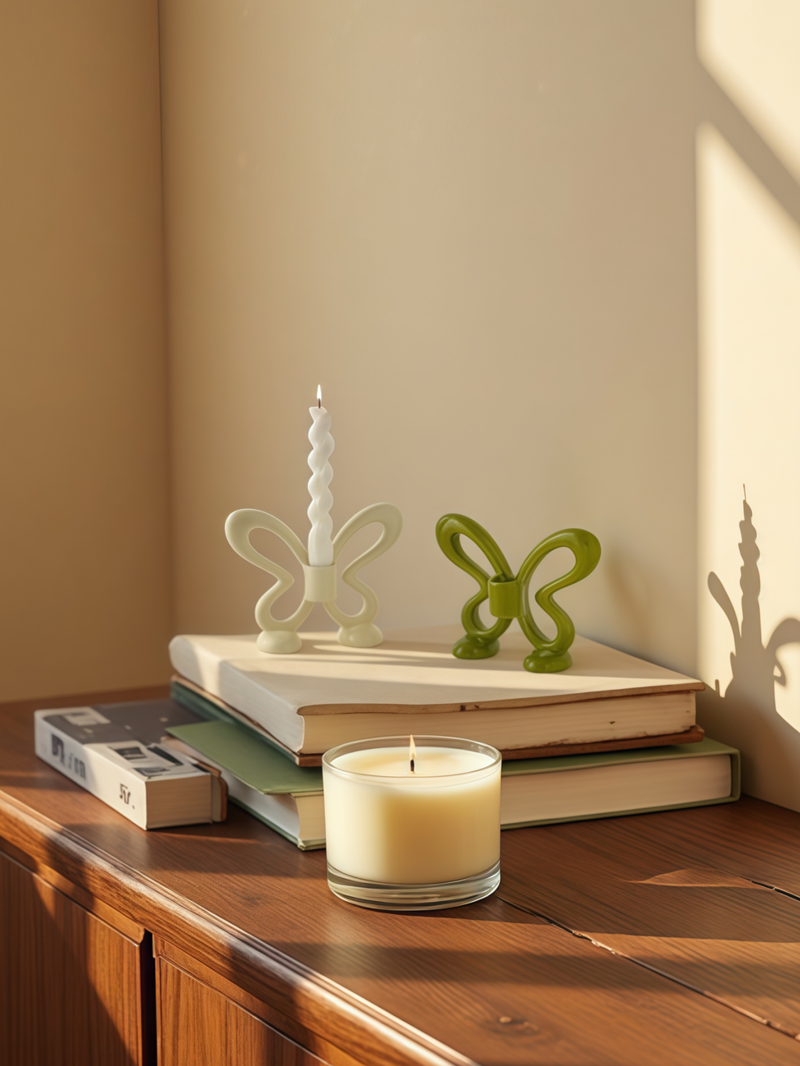 1 stuk kleine, frisse vlindervormige keramische kaarsenhouder, kan als ornament worden gebruikt om de kaarsenhouder te presenteren_voghion.com