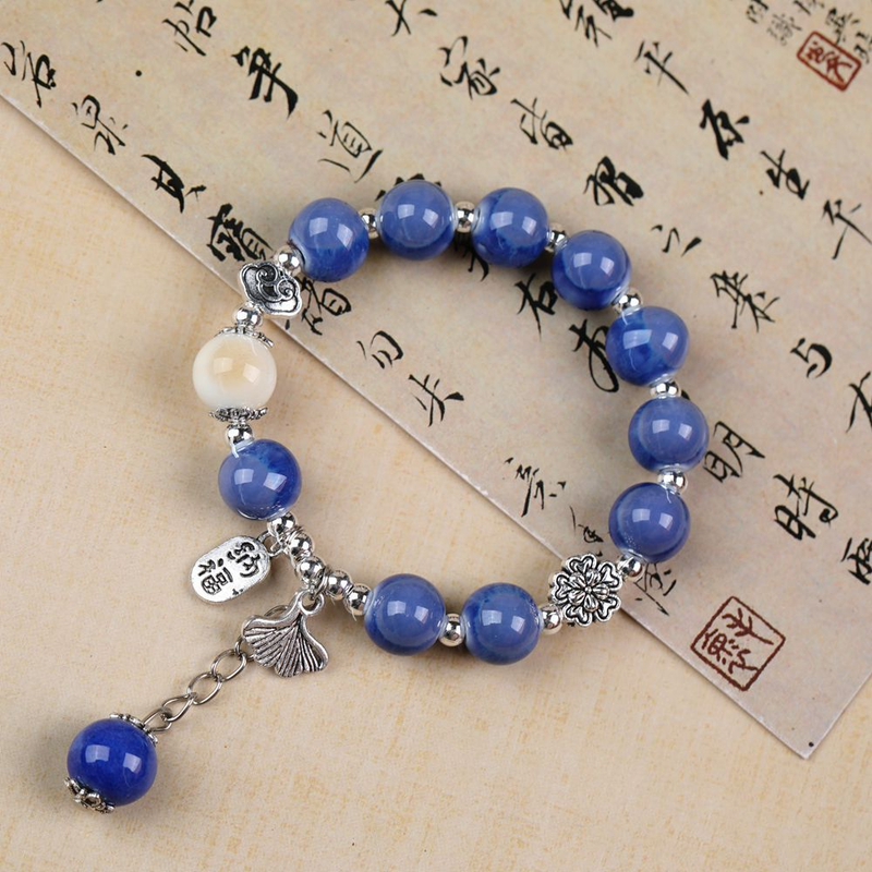 Jingde Zhen Cute Ceramic Beaded Bracelets For Women - Handmade Boho Bangles With Cartoon Charms, Perfect For Daily Wear & Gifting_voghion.com