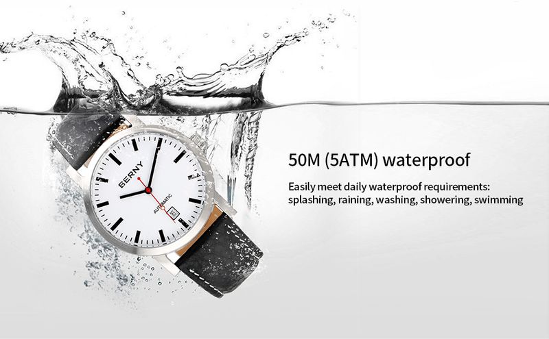 BERNY Automatic Watches For Men 5ATM Waterproof Analog Mechanical Leather Watch With Date Luminous Stainless Steel Minimalist Dress Men's Wrist Watch_voghion.com