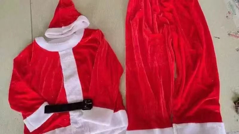 Weihnachtsmannkostüm, Weihnachtsmann-Performancekostüm, Goldsamt für Erwachsene – Weihnachtsmann-Fünfteiliges Set_voghion.com