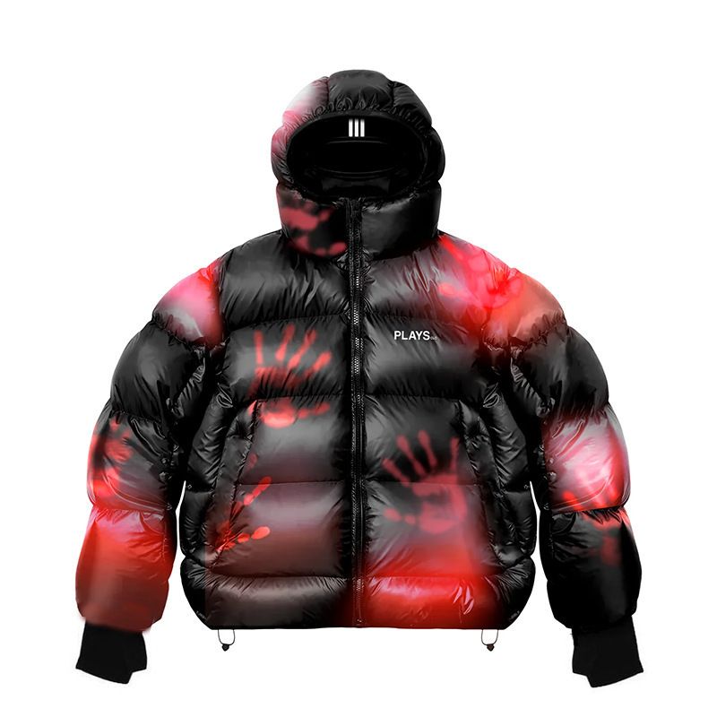 Piumino con cappuccio unisex streetwear - Design a doppio cappuccio di ispirazione russa, imbottitura in cotone invernale, vestibilità oversize per la moda urbana_voghion.com