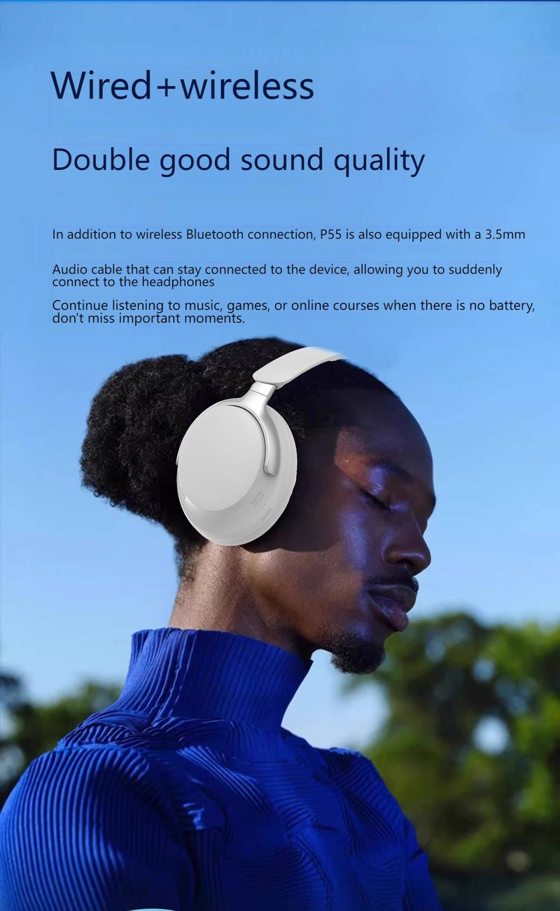 P55 Premium Wireless Over-Ear Headphones – 3D Surround Sound, 50-Hour Playtime, Seamless Ear Cushions For All-Day Comfort (Khaki/Black/Silver)_voghion.com