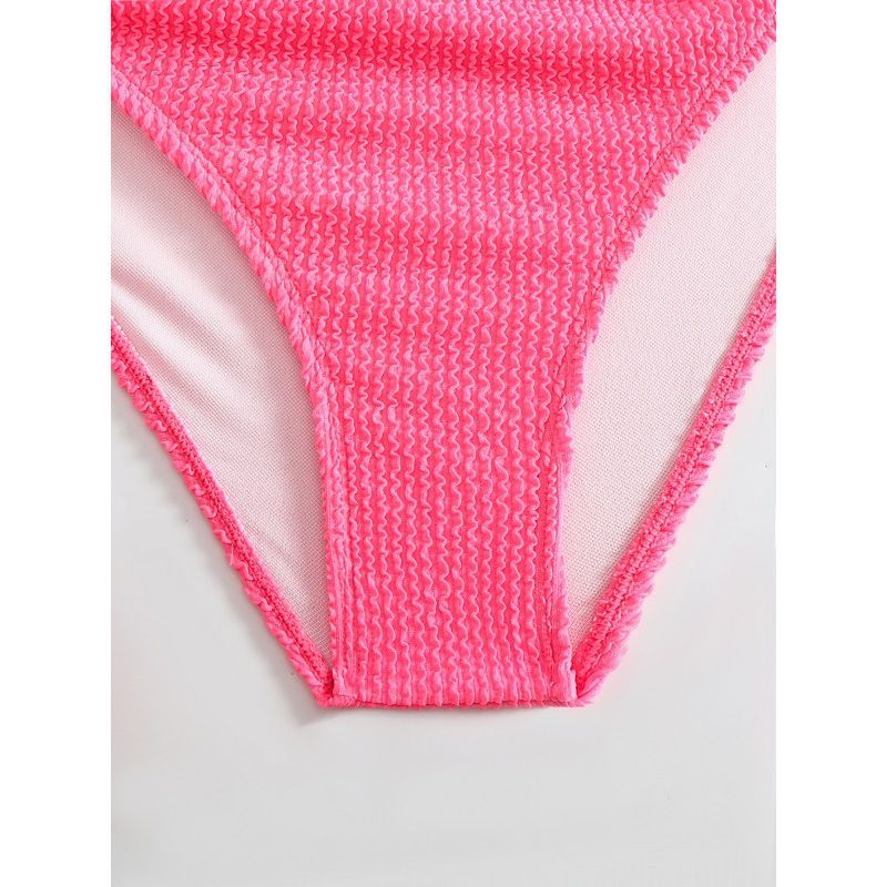Separate Solid Color Bikini With High Waist Cover_voghion.com