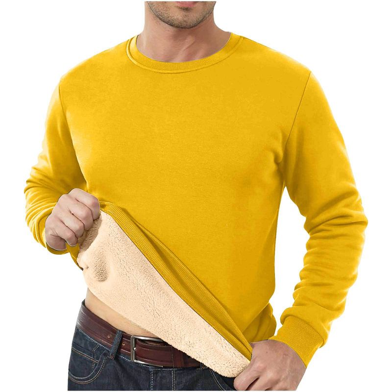 2025 Europäische und amerikanische neue Mode Herbst- und Winterpullover Herren Samt Rundhals Einfarbig Lose Thermounterwäsche Dicke Herrenbekleidung_voghion.com