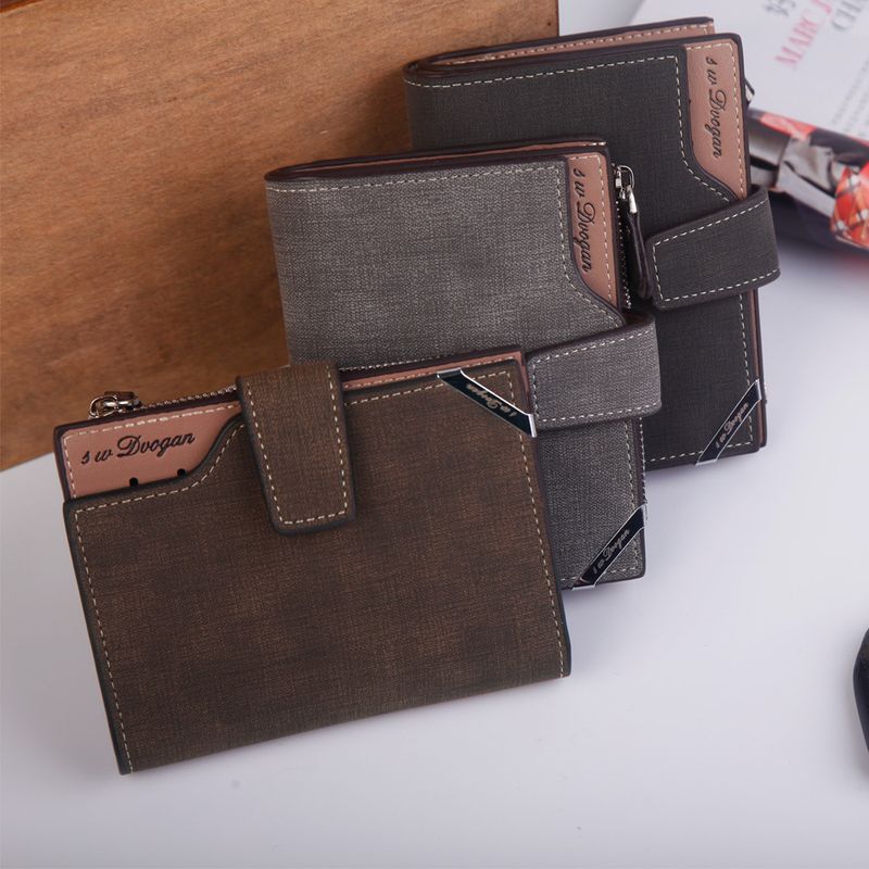 Hengsheng - Nueva cartera corta para hombre, estilo moderno, con múltiples ranuras para tarjetas, gran capacidad, mate, suave, con clip para billetes_voghion.com
