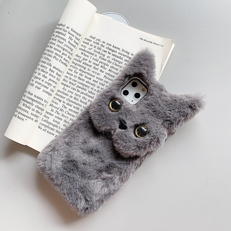Three-dimensional plush cat 12/11pro Apple XSmax mobile phone case suitable for iphone7/8plus cute 13 soft_voghion.com