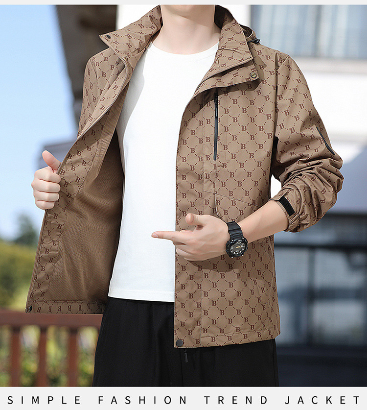 Giacca da uomo primavera e autunno calda giacca a vento moda casual con cappuccio Douyin stile caldo_voghion.com