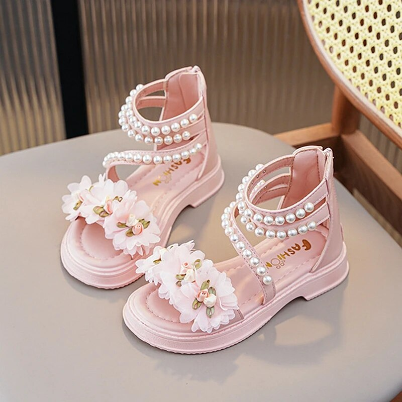 SHLIANG Mädchen Sandalen Sommer Prinzessin Weiß Party Sandalen Perlen Plateau Baby Casual Strand Schuhe Rutschfeste Flats SA128_voghion.com