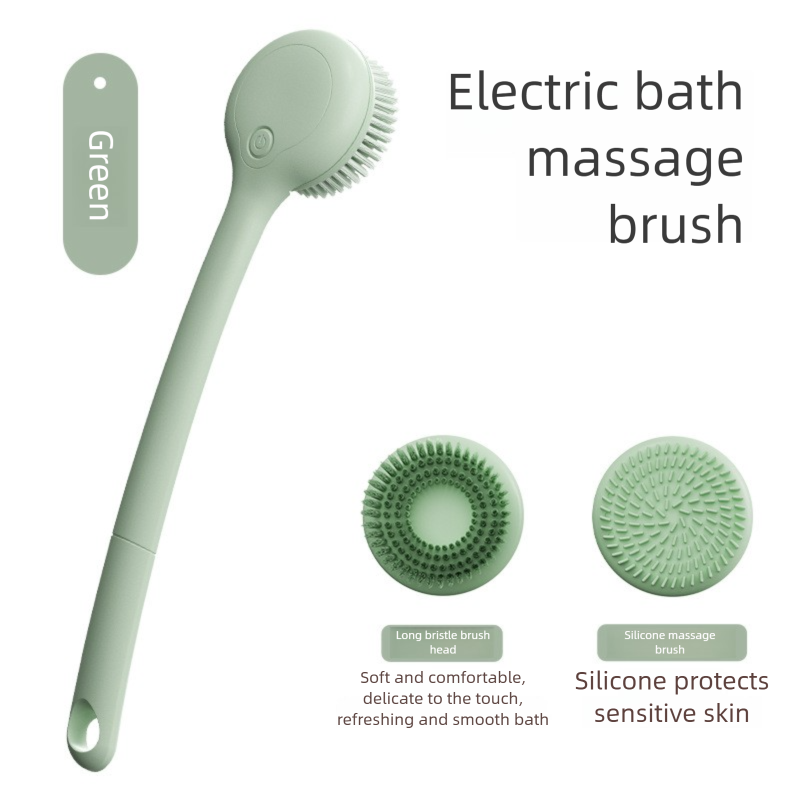 Elektrischer magischer Rückenschrubber mit langem Griff, wiederaufladbarer Schmutzentferner, multifunktionale Massage-Badebürste_voghion.com