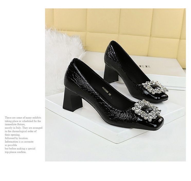 5299-K90 Wind Autumn/Winter New Women's Shoes Coarse Middle Heel Square Head Splicing For Slimming Single Shoe Water_voghion.com